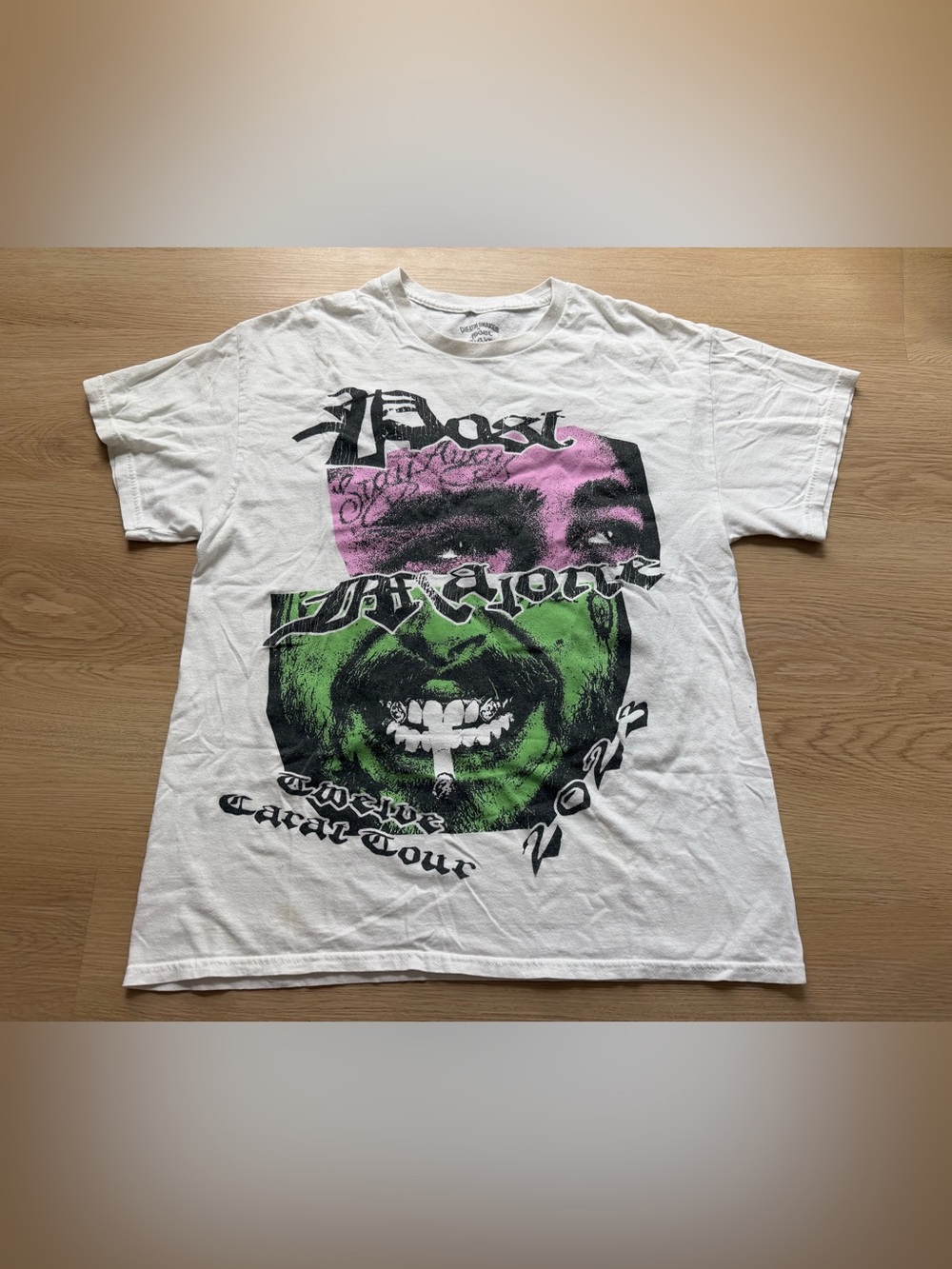 Post Malone "Twelve Carat Tour" 2023 Adult size L White Double Sided